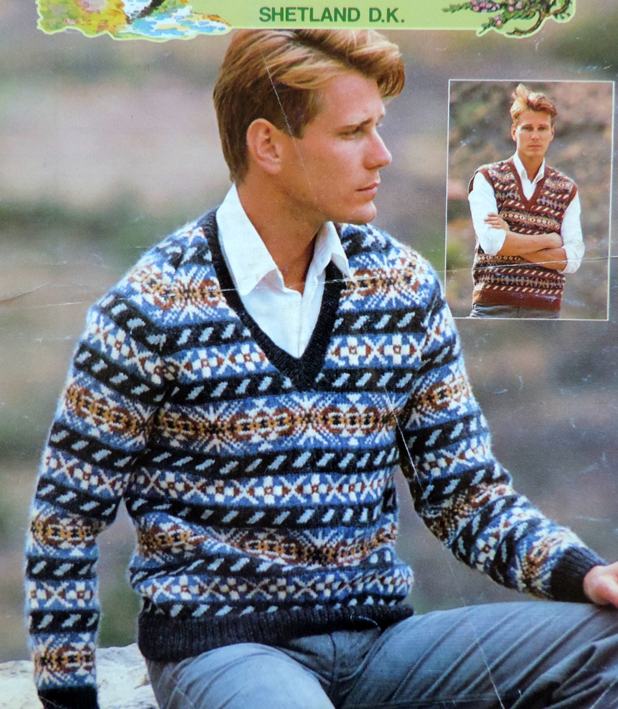 Mens FAIR ISLE Tank Top Sweater Knitting Pattern PDF Shetland - Etsy UK