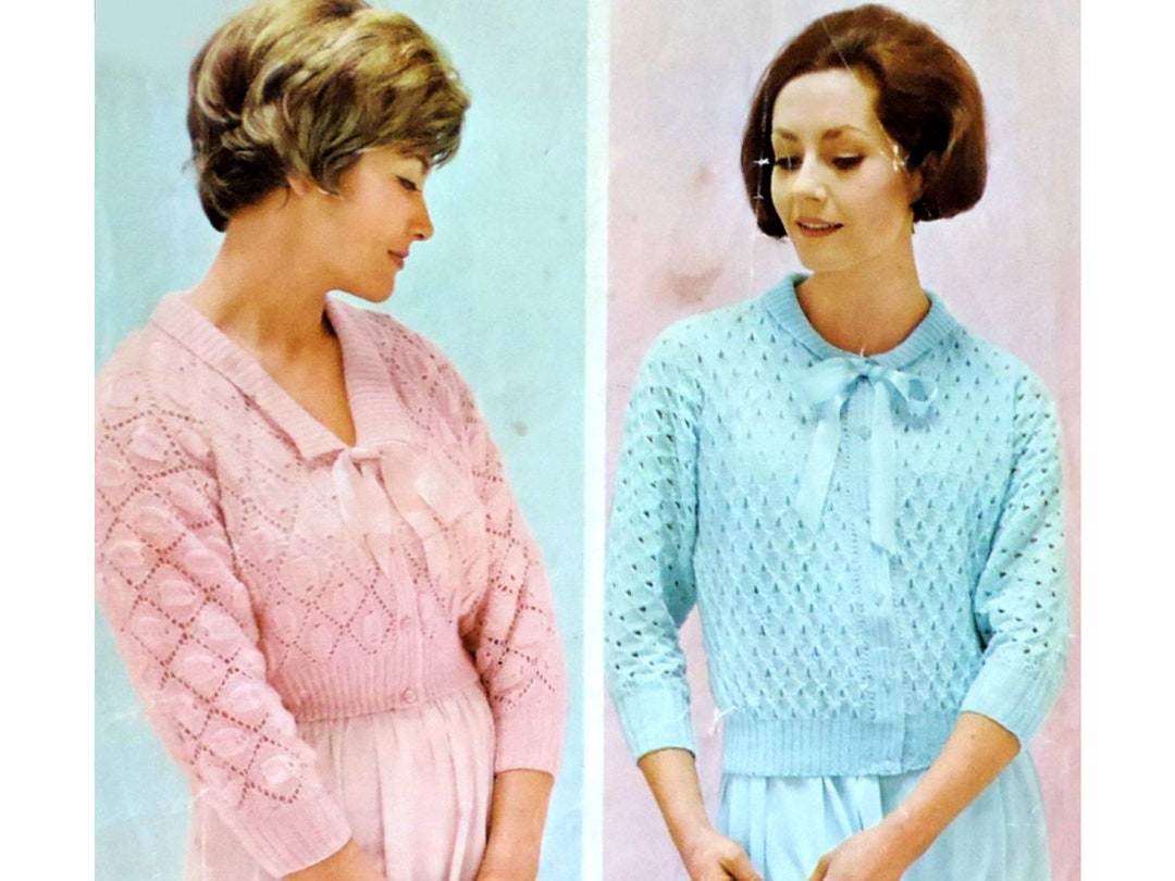 Lacy Bed Jacket Knitting Pattern PDF Womens Ladies Dolman Etsy