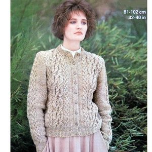 PDF of vintage women/'s knitting pattern from the 1950/'s. Cables Cardigan sizes 38 to 52 or men/'s for him or her bustchest 36-50