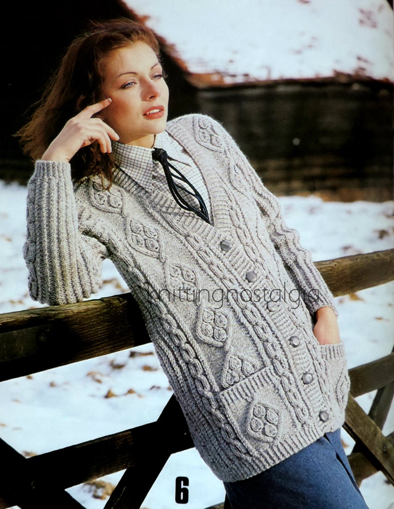 ARAN Knitting Pattern Booklet PDF Ladies Long Cable Coat & | Etsy