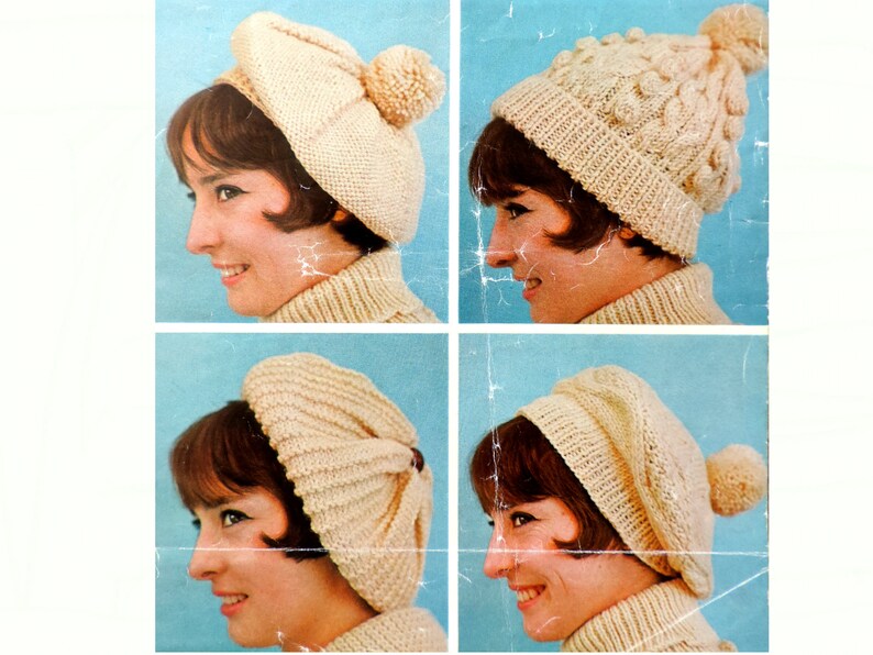 Womens Aran Hat & Beret Knitting Pattern PDF Ladies Headwear Etsy UK