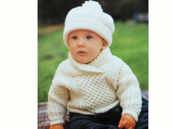 Baby Aran Jumper \u0026 Hat Knitting Pattern 