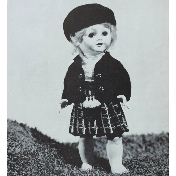 Poupée Vintage Pedigree Scottish Girl - Mains étoile - Tenue écossaise