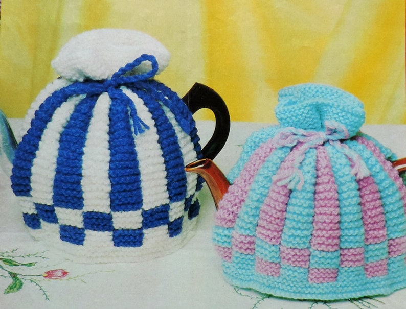 Classic Tea Cosy Knitting Pattern PDF TwoColour Tea Pot