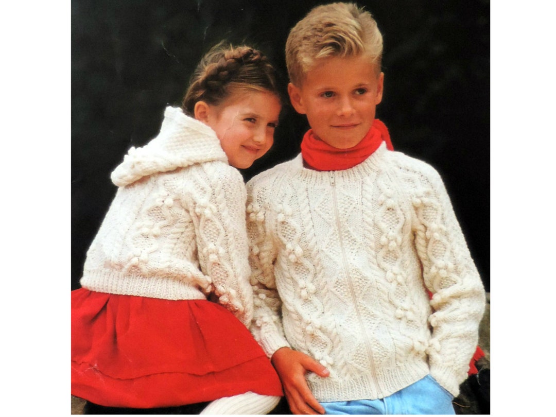 Childs Aran Jacket Knitting Pattern PDF Boys Girls Etsy