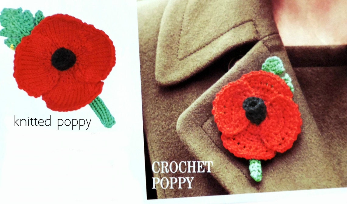 Poppy Lapel Pin Brooch Knitting And Crochet Pattern Pdf Poppy Etsy Ireland