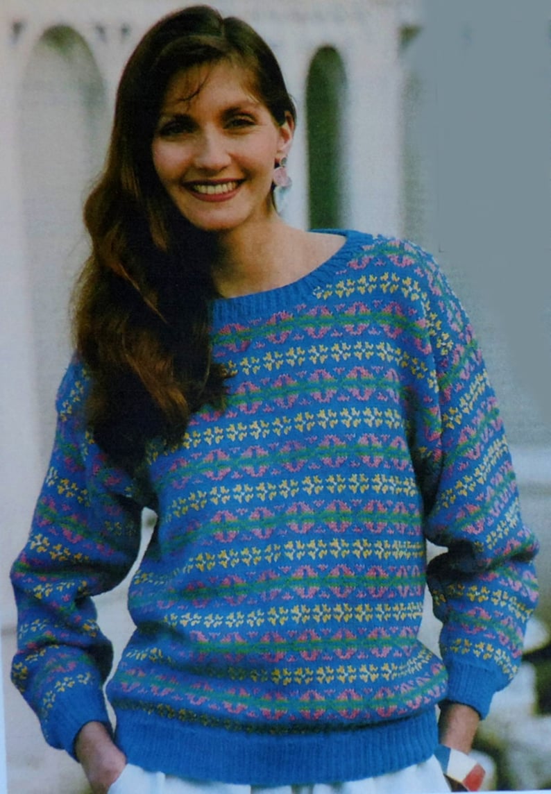 Fair Isle Sweater Knitting Pattern PDF Womens Ladies Etsy UK