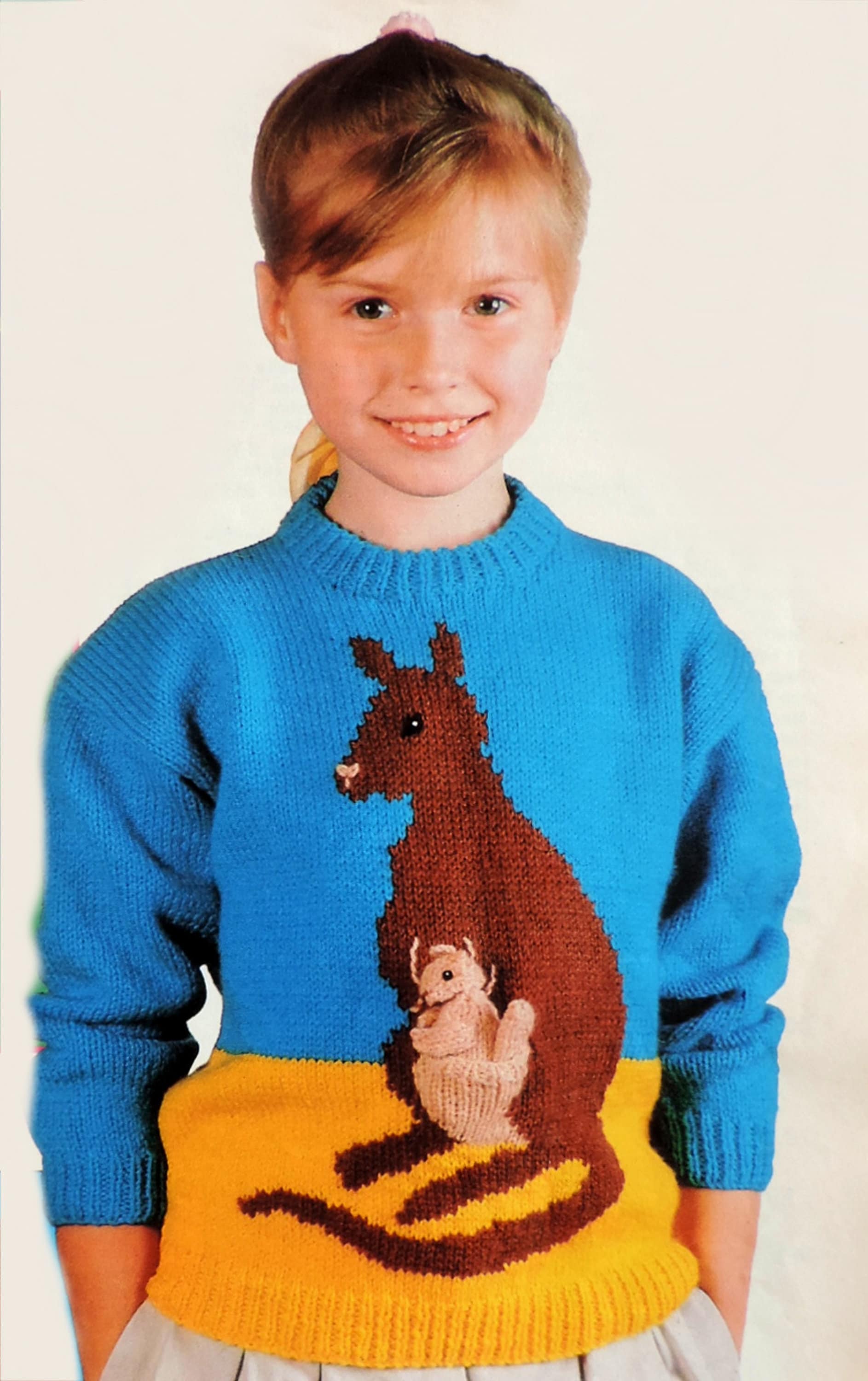 KANGAROO Sweater Knitting Pattern PDF Childs Jumper With Baby Etsy