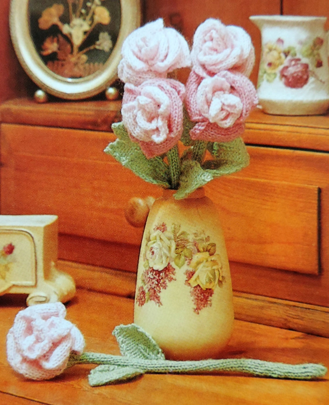 Knitted Roses Knitting Pattern PDF for Stemmed Roses Rose Etsy UK