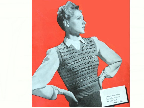 Fair Isle Tank Top Sweater Knitting 