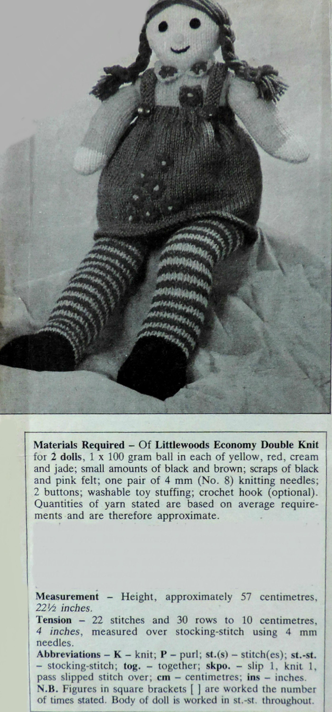 Rag Doll Knitting Pattern PDF Knitted Doll Pattern Soft Etsy