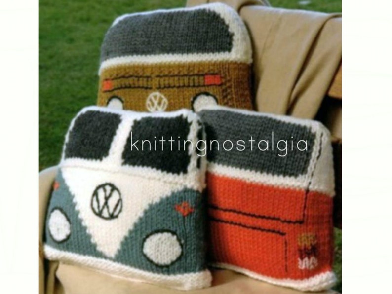 VW Camper Van Cushion Pillow Knitting Pattern PDF Novelty Etsy UK