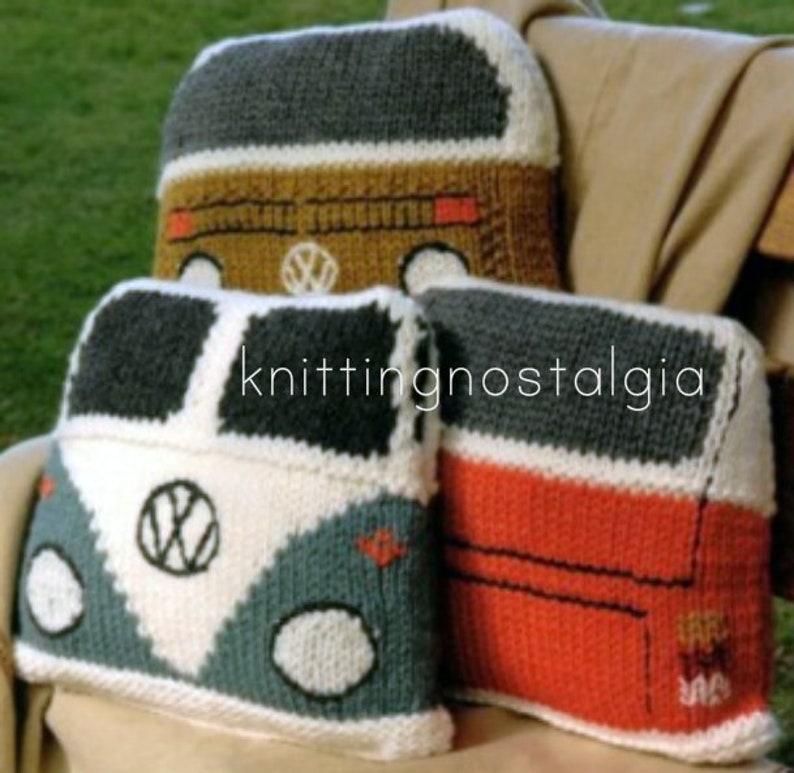 VW Camper Van Cushion Pillow Knitting Pattern PDF Novelty Etsy UK