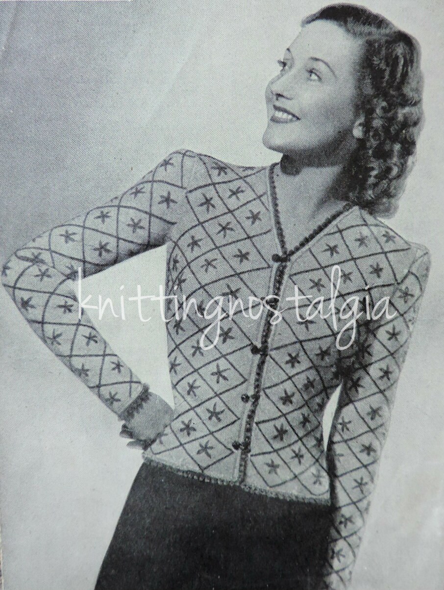 Vintage 1930s-1940s Knitting Pattern PDF Ladies Tyrolean ...