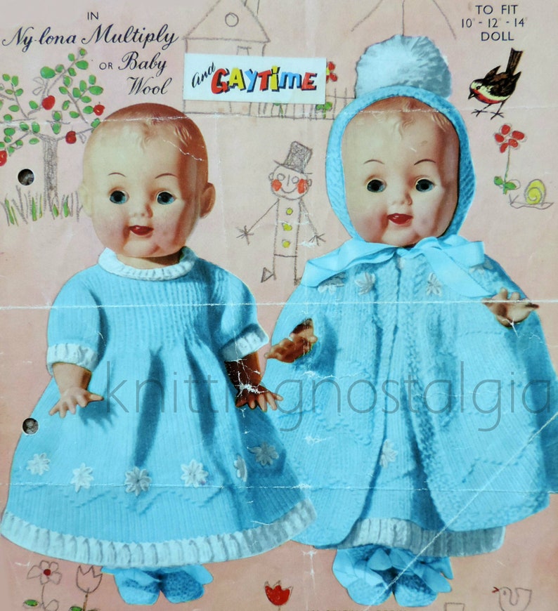 Baby Dolls Clothes Pram Set Vintage 50s Knitting Pattern PDF Etsy