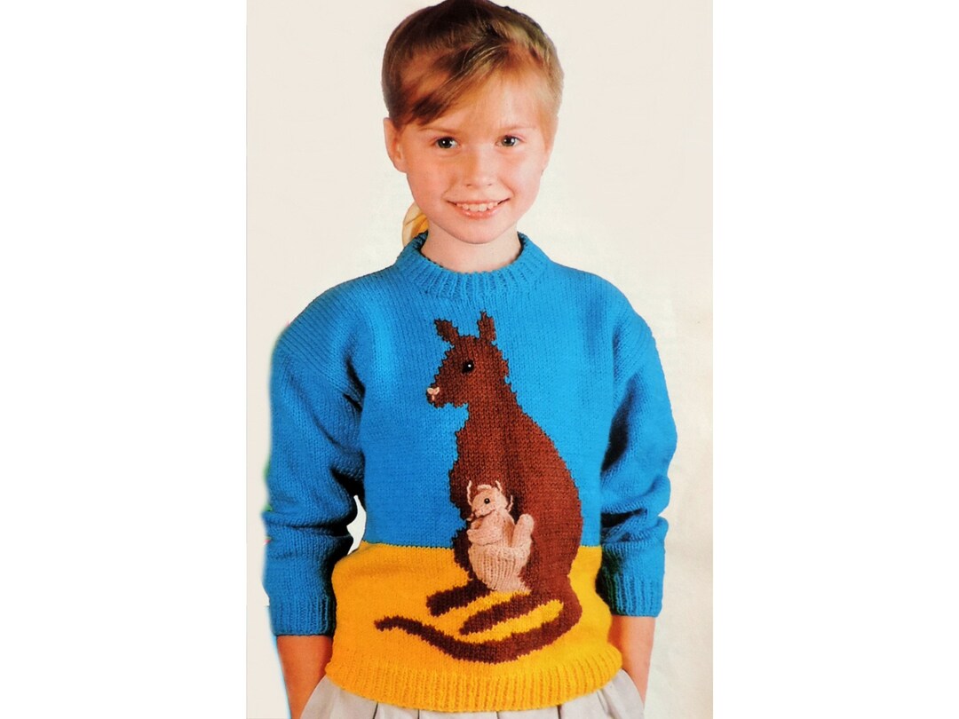 KANGAROO Sweater Knitting Pattern PDF Childs Jumper With Baby Etsy UK
