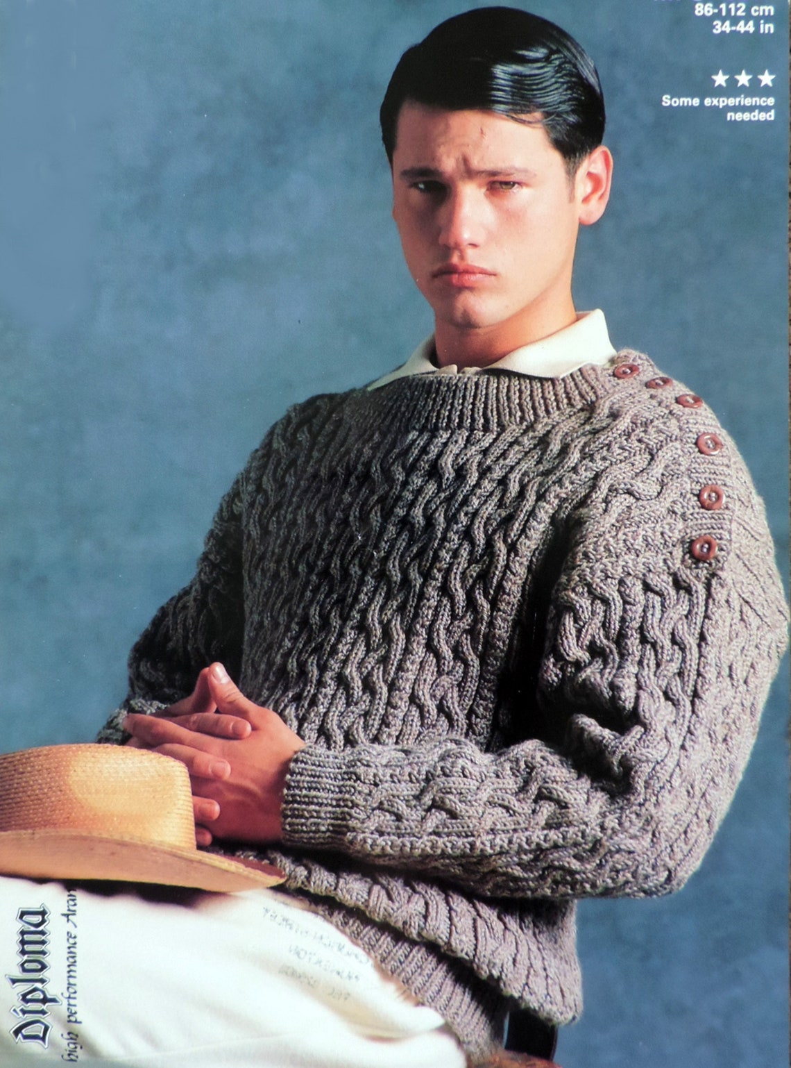 Mens ARAN SWEATER Vintage Knitting Pattern PDF Cable Jumper Etsy UK