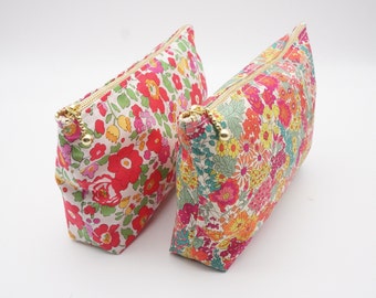 Liberty Large Pouch /Make-up Pouch /Floral Pouch/ Cosmetic Pouch /Toiletry Zip Purse /Gift for mom, Birthday, Bridesmaids, or Mother's Day