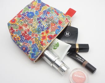 Liberty Pouch /Cotton Pouch /Cosmetic Pouch /Toiletry Zip Purse /Gift for mom, Birthday, Bridesmaids, girlfriend, Valentine or Mother's day