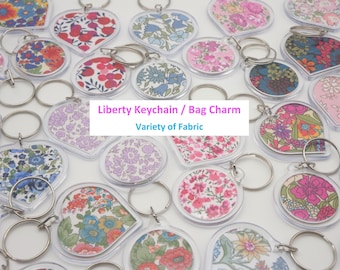 Liberty Keychain/ Floral Bag Charm/ Keyring/ Purse Accessories/ Liberty Fabric for both sides/ Gift for Mom, Bridesmaids, or Valentine