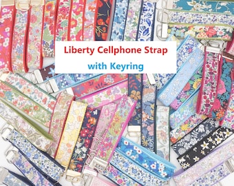 Liberty Cell Phone Connector with Keychain/ Wrist Strap with Keyring/ Mobile Phone Clip/ Gift for her, mom, Bridesmaids, or Valentine