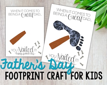 Father’s Day Footprint, You Nailed It, Hammer Footprint, Digital Download, Printable