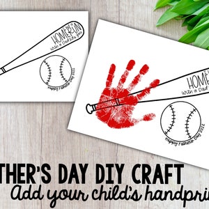 Handafdruk voor Vaderdag, I Hit A Homerun, honkbal, digitale download, afdrukbaar