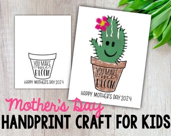 Mother’s Day Craft, DIY Handprint Craft, Mother’s Day Handprint, Cactus Handprint, Digital Download, Printable