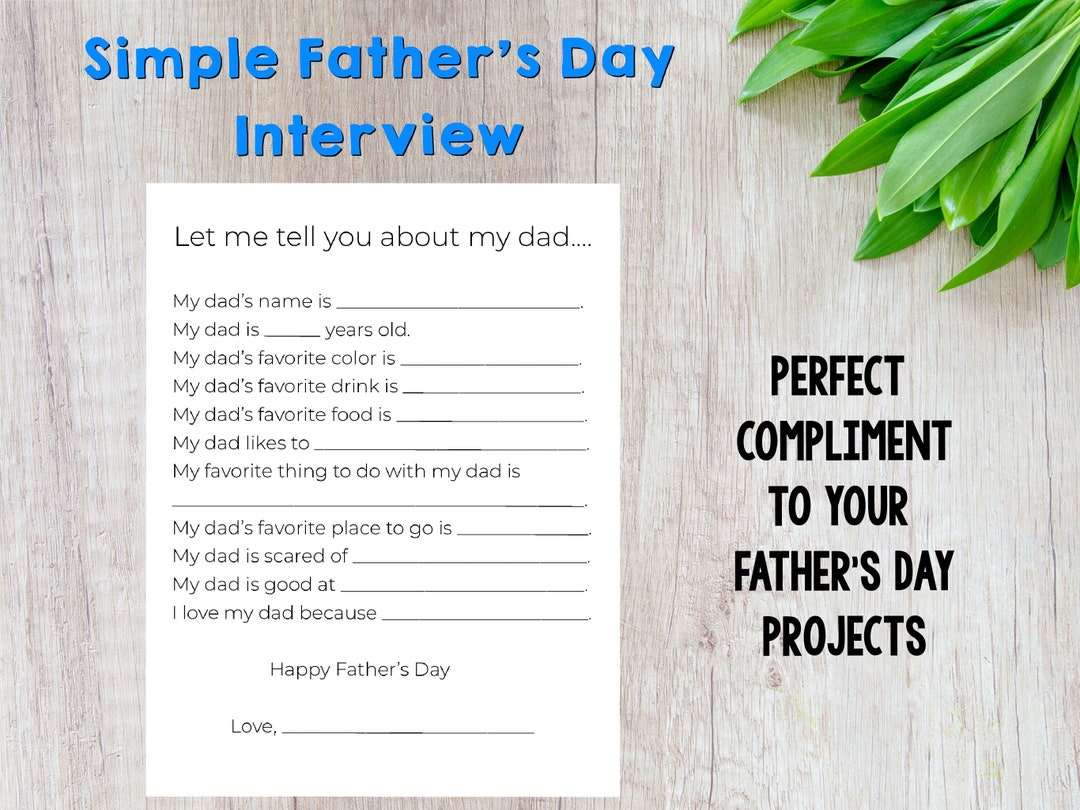 Father’s Day Interview, Questionnaire, Questions to Ask Kids, Gift From ...