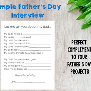 Father’s Day Interview, Questionnaire, Questions To Ask Kids, Gift from Child, Digital Download, Printable
