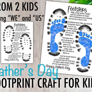 Father’s Day Footprint Craft from Two Kids, Twins, Following In Your Footsteps, DIY Craft, Digital Download, Printable