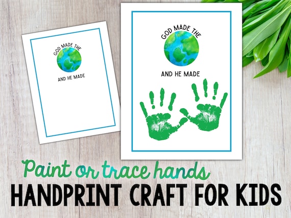 God Made Me the World, God Made Me, Handprint Craft for Kids  display picture 3
