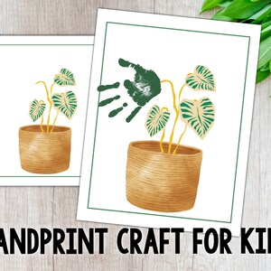 Monstera Handprint Craft for Kids, DIY Craft, Digital Download, Printable Gift