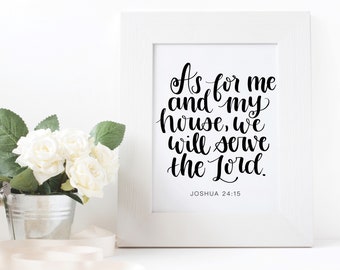 As for me and my house, Joshua 24:15, Catholic Home Decor, Printable Wall Art, Digital Download