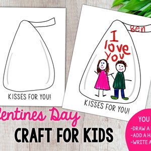 Valentines Day Craft, Kisses, DIY Craft, Drawing, Digital Download, Printable