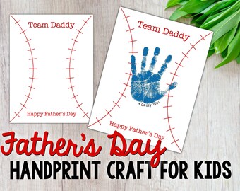 Father’s Day Handprint Craft, Team Daddy, Baseball, Digital Download, Printable