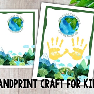 God Made the World, God Made Me, Handprint Craft for Kids, Sunday School, DIY, Digital Download, Printable Flower Craft