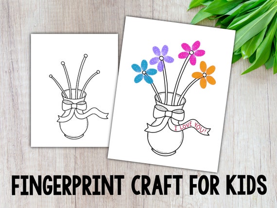Flower Vase Fingerprint Craft Digital Download Printable - Etsy