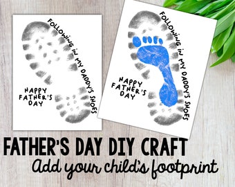 Impronta della festa del papà, artigianato fai-da-te, seguire le scarpe di mio padre, download digitale, stampabile