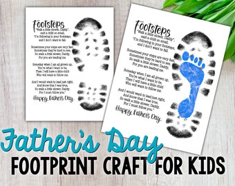 Father’s Day Footprint Craft, Following In Your Footsteps, DIY Craft, Digital Download, Printable