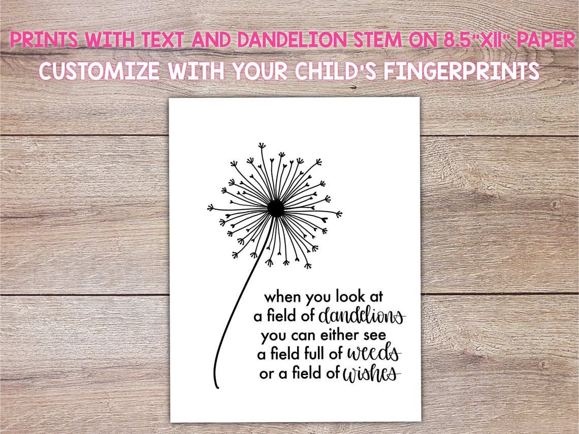 Dandelion Fingerprint Craft DIY Craft for Kids Inspirational Etsy Dandelion Fingerprint Craft DIY Craft for Kids Inspirational Etsy