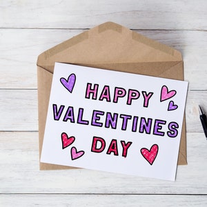 Valentines Day Coloring Card For Kids, DIY Craft, Digital Download, Printable