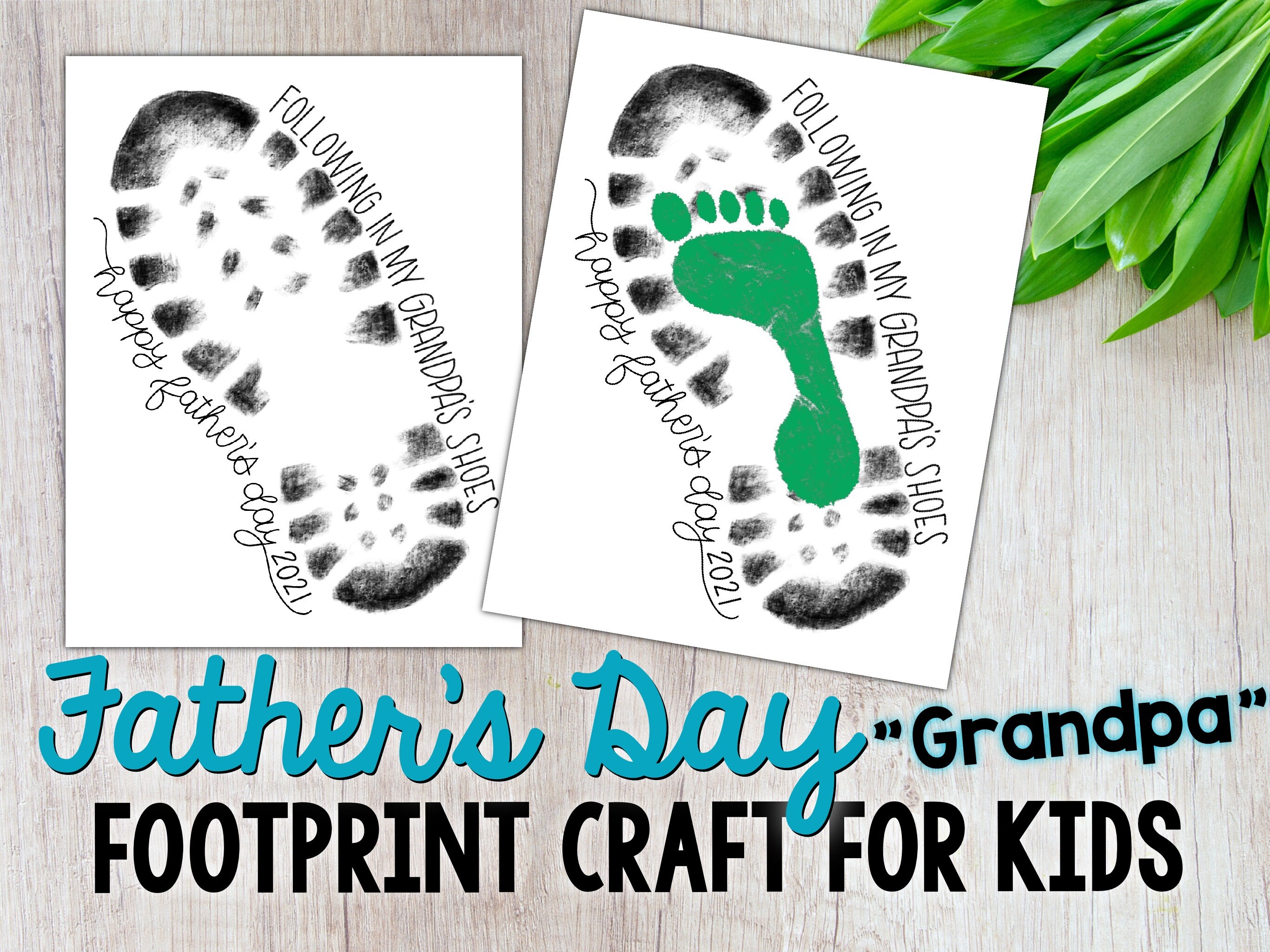 grandpa fathers day footprint diy craft following in my etsy ireland