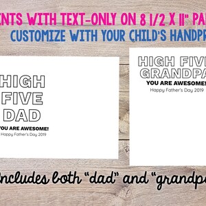 Fathers Day Handprint Craft, DIY Gift, High Five Dad, High Five Grandpa, Digital Download, Printable image 2