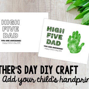 Fathers Day Handprint Craft, DIY Gift, High Five Dad, High Five Grandpa, Digital Download, Printable image 1