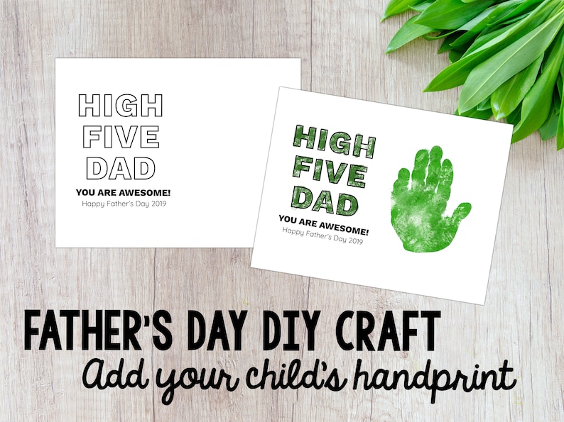 Fathers Day Handprint Craft, DIY Gift, High Five Dad, High Five Grandpa, Digital Download, Printable image 1