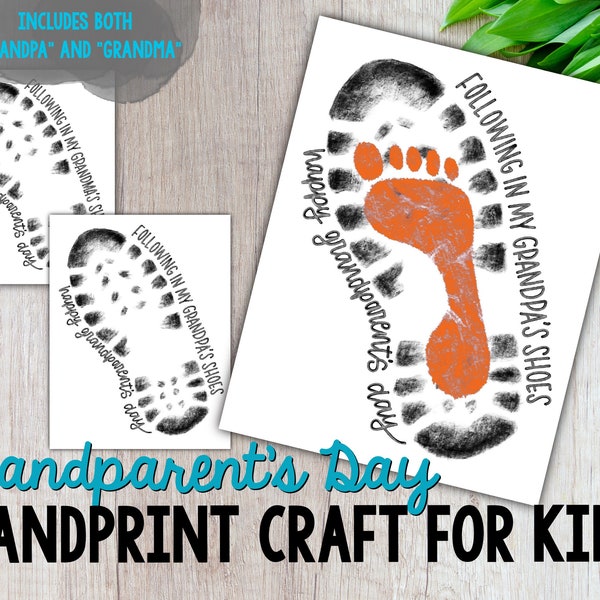 Grandparent’s Day Footprint, Following In My Grandpa’s Shoes, Grandma’s Shoes, Digital Download, Printable