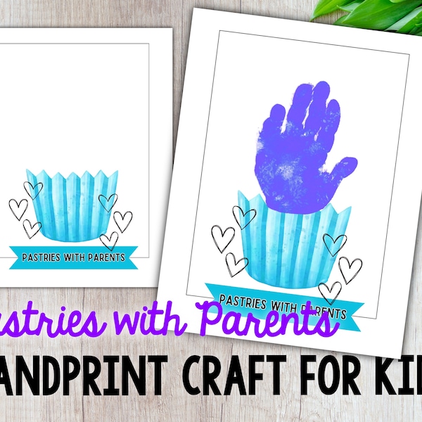 Pastries With Parents, Preschool Craft, Handprint Craft, Digital Download, Printable