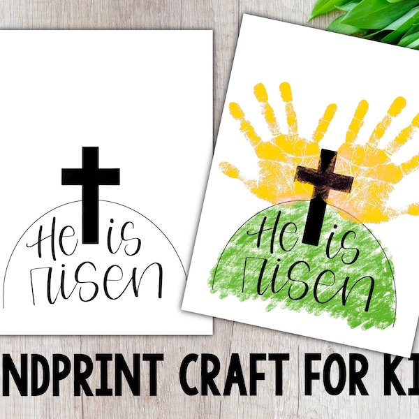 Easter Handprint Craft for Kids, He Is Risen, Digital Download, Printable Craft