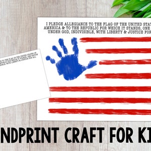 Flag Handprint Craft, Fourth of July Handprint, Pledge Of Allegiance, American Flag, Kids Craft, Digital Download, Printable